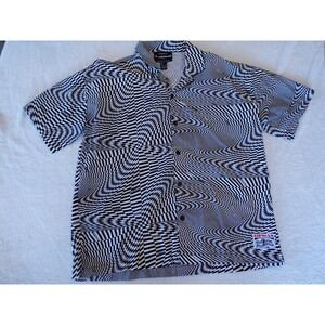 Forever 21 Airwalk Mens L Hypnotized Short Sleeve Button Front Shirt RETRO Y2K